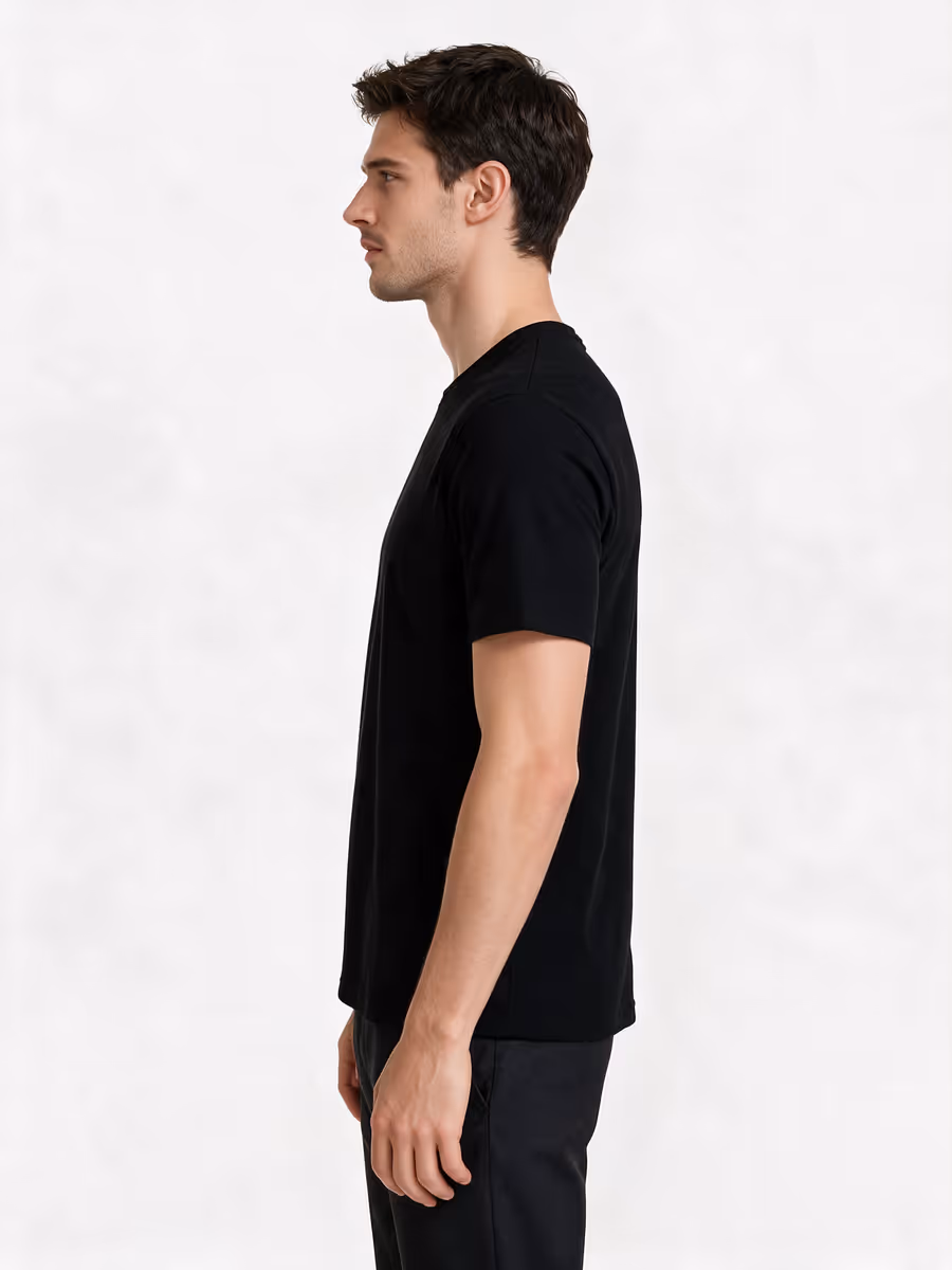 Men's Black Half Sleeve Round Neck Plain T-Shirt