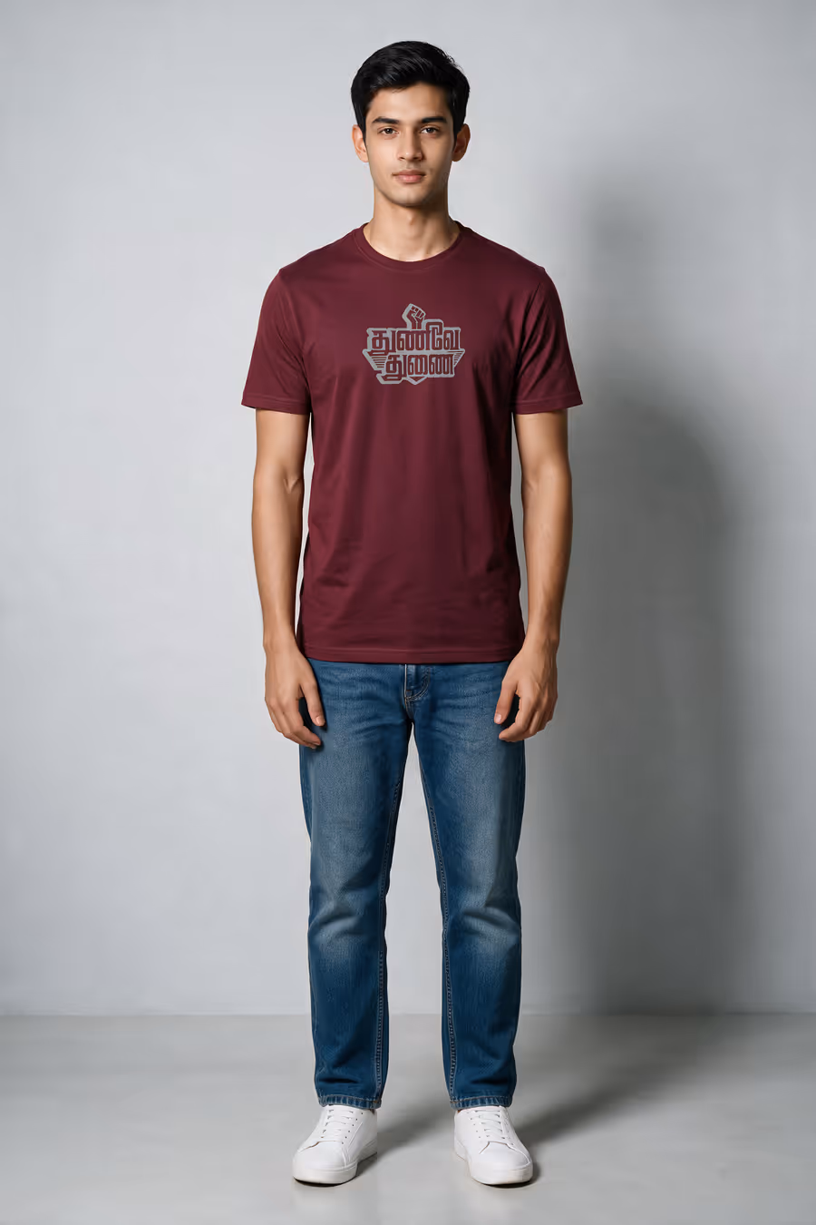 Thunive Thunai Tamil Typography T-Shirt For Men - Half Sleeve