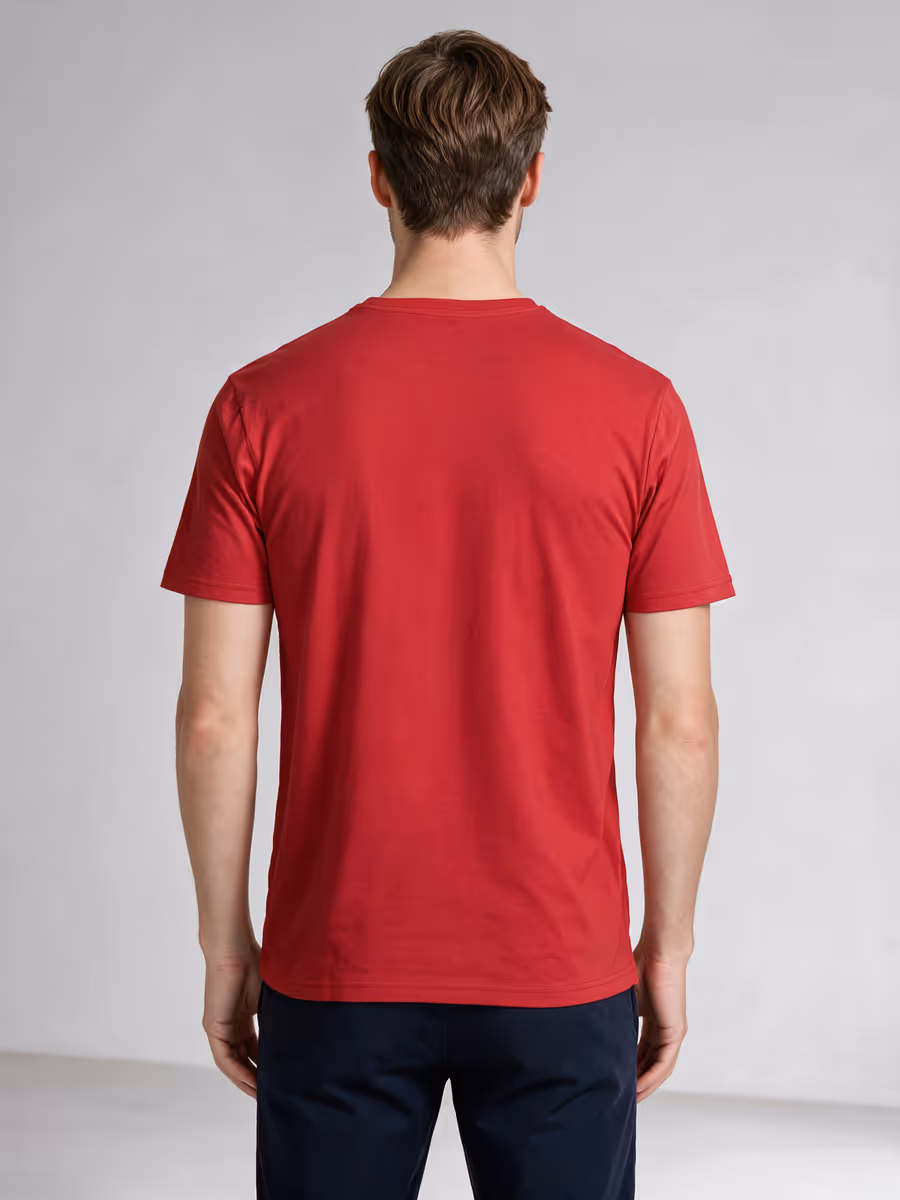 Men's Red Half Sleeve Round Neck Plain T-Shirt