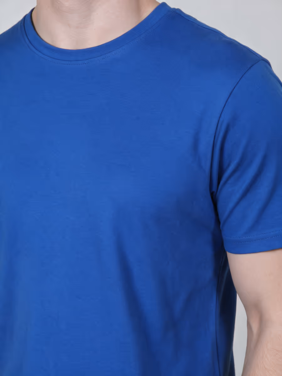 Men's Royal Blue Half Sleeve Round Neck Plain T-Shirt