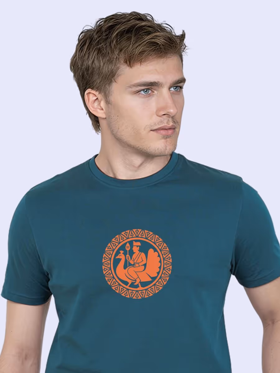 Peacock Ride T-Shirt For Men - Half Sleeve