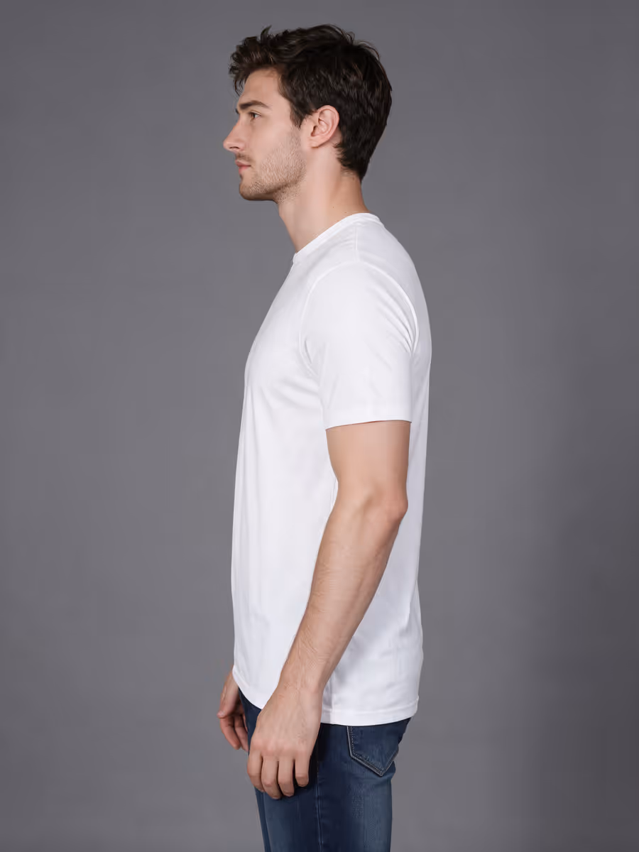 Men's White Half Sleeve Round Neck Plain T-Shirt