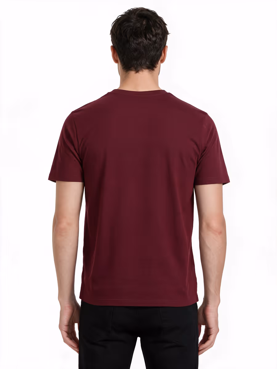 Men's Maroon Half Sleeve Round Neck Plain T-Shirt