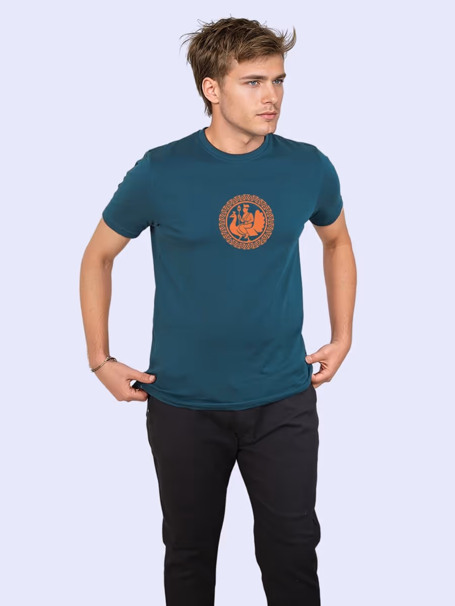 Peacock Ride T-Shirt For Men - Half Sleeve