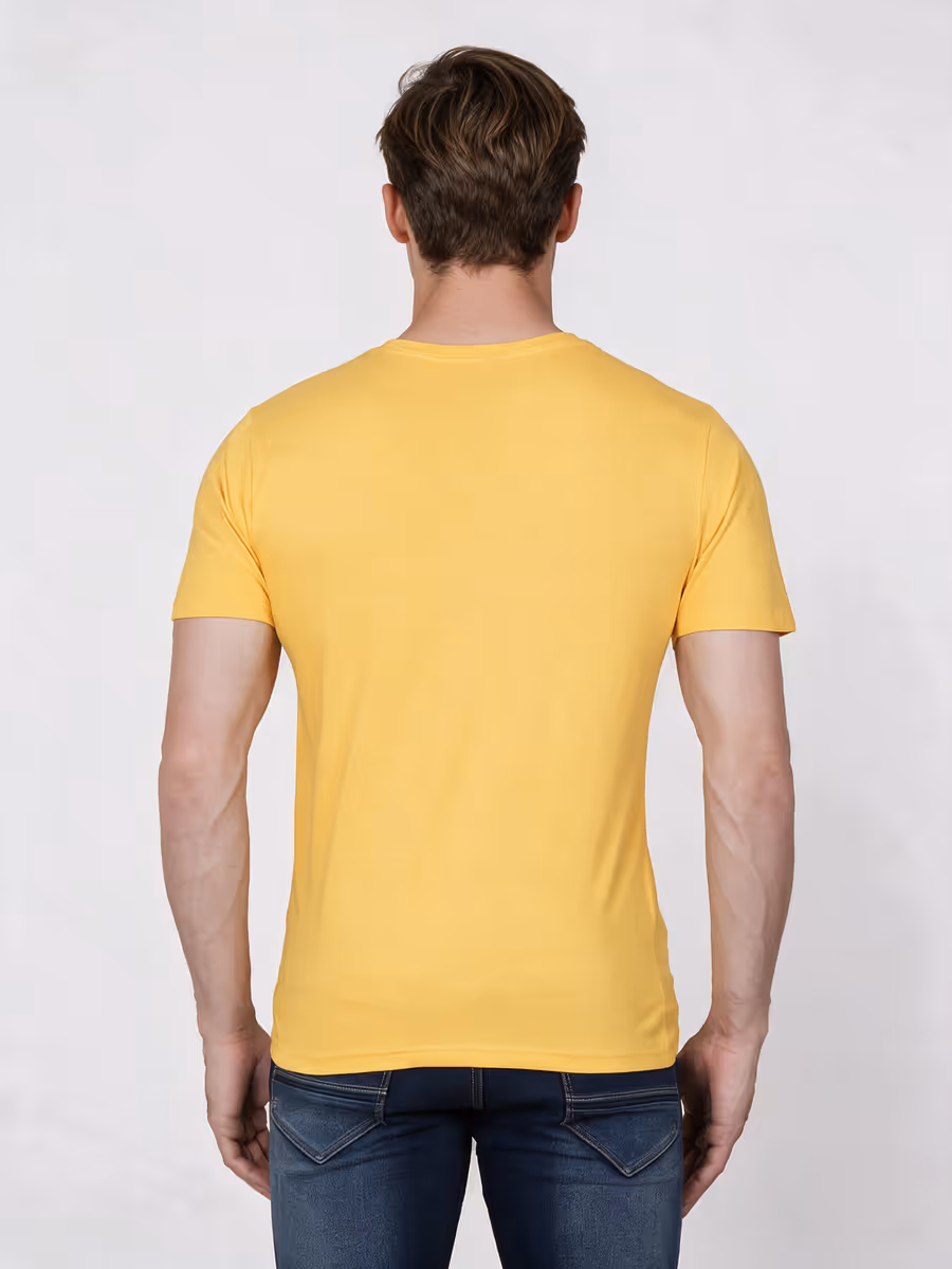 Men's Yellow Half Sleeve Round Neck Plain T-Shirt