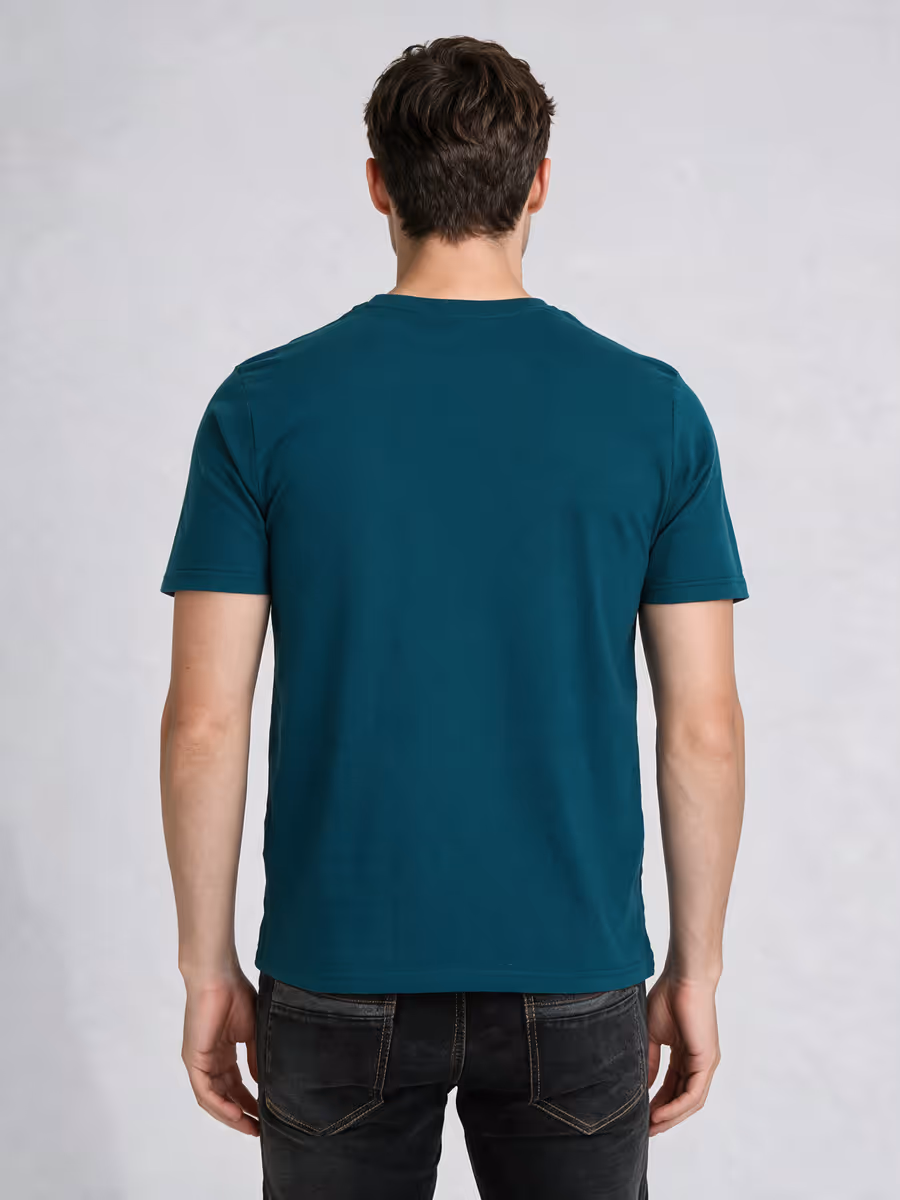 Men's Petrol Half Sleeve Round Neck Plain T-Shirt