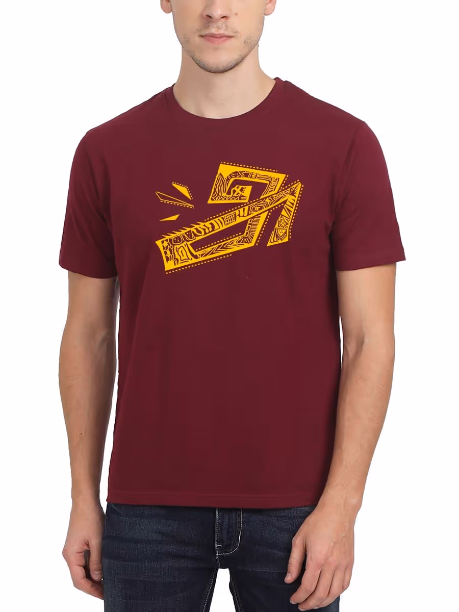 Aana Maroon Tamil T-Shirt For Men - Half Sleeve